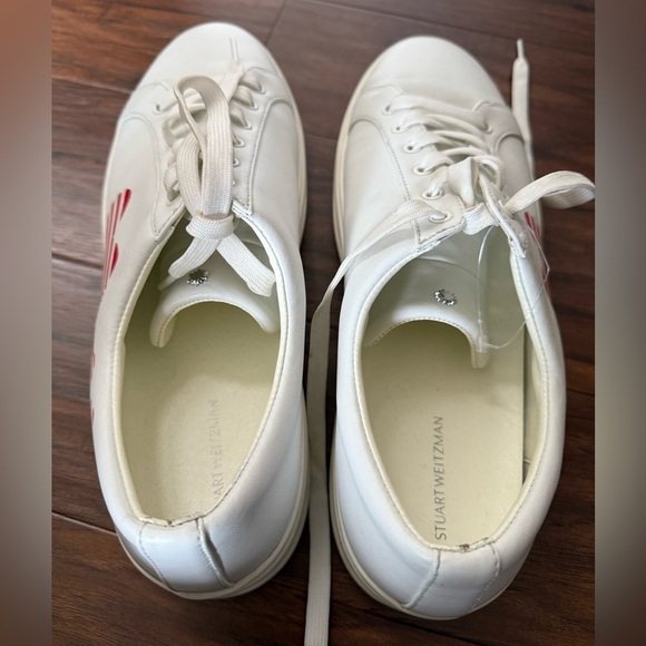 Stuart Weitzman Low Too Heart Men’s White leather Sneakers-Size 12 - Picture 12 of 14